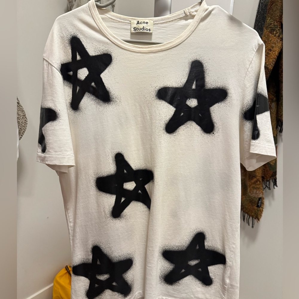 Acne Studios Cream Tee with Black Pattern